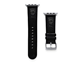 Gametime NHL Florida Panthers Black Leather Apple Watch Band (42/44mm M/L). Watch not included.