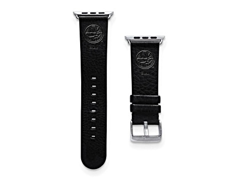 Gametime NHL New York Islanders Black Leather Apple Watch Band (42/44mm M/L). Watch not included.