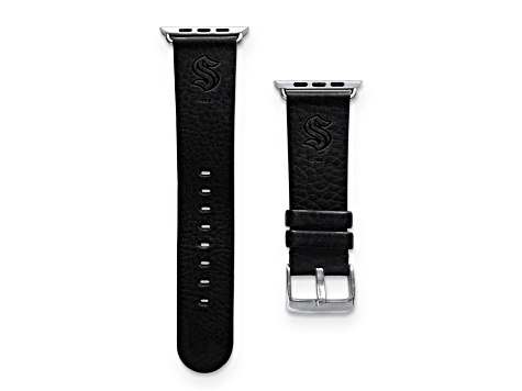 Gametime NHL Seattle Kraken Black Leather Apple Watch Band (42/44mm M/L). Watch not included.
