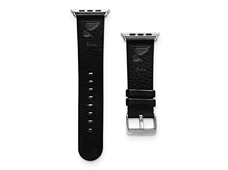 Gametime NHL St. Louis Blues Black Leather Apple Watch Band (42/44mm M/L). Watch not included.