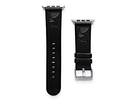 Gametime NHL St. Louis Blues Black Leather Apple Watch Band (42/44mm M/L). Watch not included.