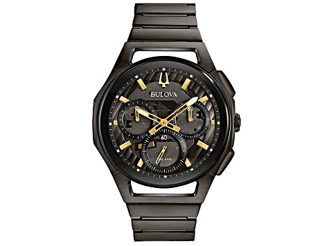 Bulova Men's Curv Gray Dial, Black Stainless Steel Watch
