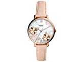 Fossil Women's Jacqueline White Dial, Pink Leather Strap Watch