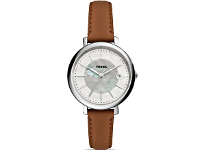 Fossil Women's Jacqueline Gray Dial, Brown Leather Strap Watch