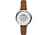 Fossil Women's Jacqueline Gray Dial, Brown Leather Strap Watch