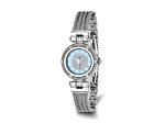 Charles Hubert Chrome Finish MOP Dial Stainless Steel Wire Bangle Watch