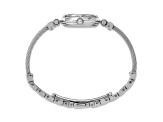 Charles Hubert Chrome Finish MOP Dial Stainless Steel Wire Bangle Watch
