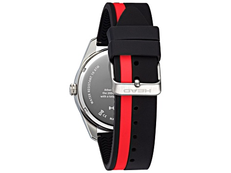Head Men's Athens 44mm Quartz Black/Red Silicone Strap Watch