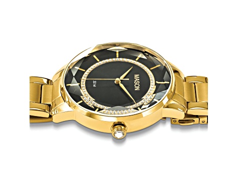 Mason Stainless Steel Yellow IP with Crystal Black Dial Watch