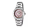 TechnoMarine Stainless Steel Pink Mother of Pearl Crystal Accent Women's Watch