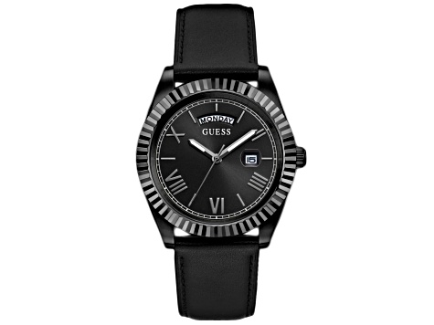 Guess Men's Classic Black Dial Black Rubber Strap Watch