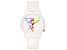 Guess Women's Classic White Dial with Multi-color Accents, White Rubber Strap Watch