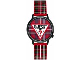 Guess Women's Classic Multi-color Plaid Dial and Rubber Strap Watch