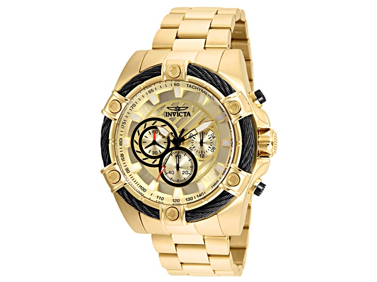 Invicta Bolt 52mm Yellow Dial Stainless Steel Band Quartz Watch