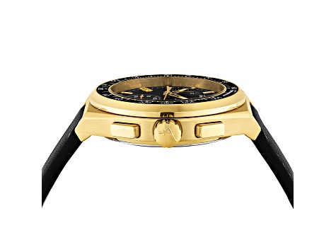 Ferragamo Chrono Sport Mens Watch 43mm Gold Tone Case Black
