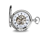 Charles Hubert Silver Tone Brass White Skeleton Dial Pocket Watch