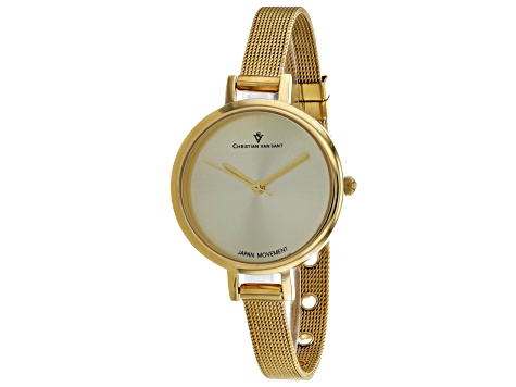 Christian Van Sant Women's Grace Yellow Dial, Yellow Stainless Steel Watch