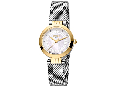 Ferre Milano Women's Fashion 28mm Quartz Yellow Bezel Stainless Steel Watch