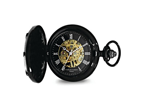 Charles Hubert Black Ion Plating Over Brass Full Hunter Mechanical Pocket Watch