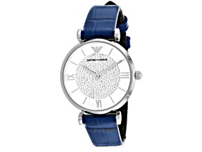 Armani Women's Gianna T-bar Blue Leather Strap Watch