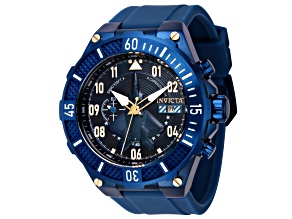 Invicta Aviator 50mm Blue Dial Silicone Band Quartz Watch