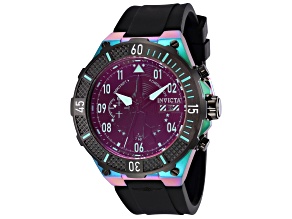 Invicta Aviator 50mm Black Dial Silicone Band Quartz Watch