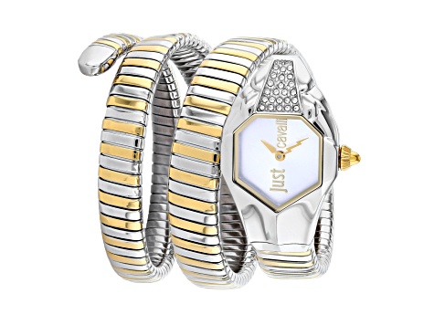 Just Cavalli Women's Glam Chic White Dial, Two-tone Yellow Stainless Steel Watch