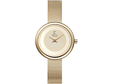 Obaku Women's Classic Stille Yellow Stainless Steel Mesh Band Watch