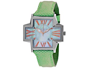 Locman Women's Italy Plus Mother-Of-Pearl Dial Green Leather Strap Watch