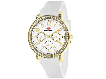 Picture of Seapro Women's Swell White Dial, Yellow Bezel, White Silicone Watch