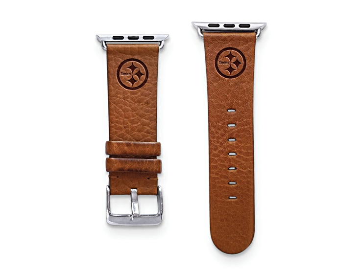 Gametime Pittsburgh Steelers Leather Band fits Apple Watch (38/40mm S/M Tan). Watch not included.