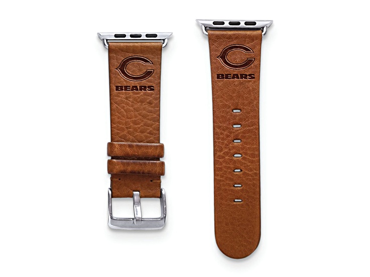 Gametime Chicago Bears Leather Band fits Apple Watch (38/40mm S/M Tan). Watch not included.