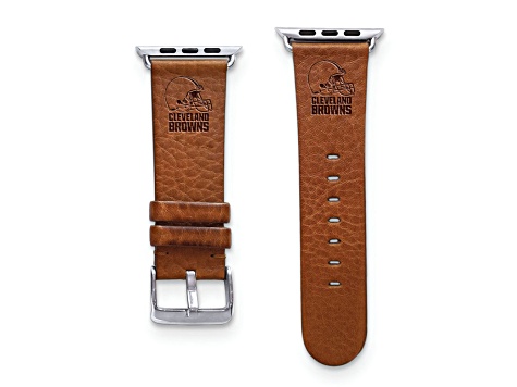 Gametime Cleveland Browns Leather Band fits Apple Watch (38/40mm S/M Tan). Watch not included.