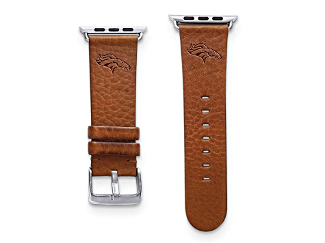 Gametime Denver Broncos Leather Band fits Apple Watch (38/40mm S/M Tan). Watch not included.