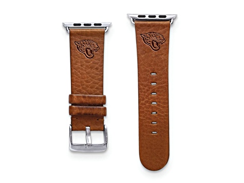 Gametime Jacksonville Jaguars Leather Band fits Apple Watch (38/40mm S/M Tan). Watch not included.
