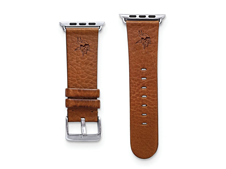 Gametime Minnesota Vikings Leather Band fits Apple Watch (38/40mm S/M Tan). Watch not included.