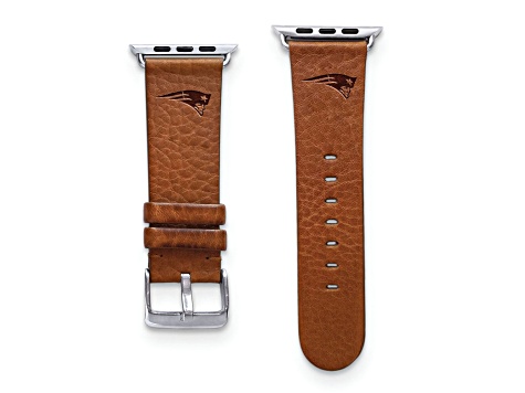 Gametime New England Patriots Leather Band fits Apple Watch (38/40mm S/M Tan). Watch not included.