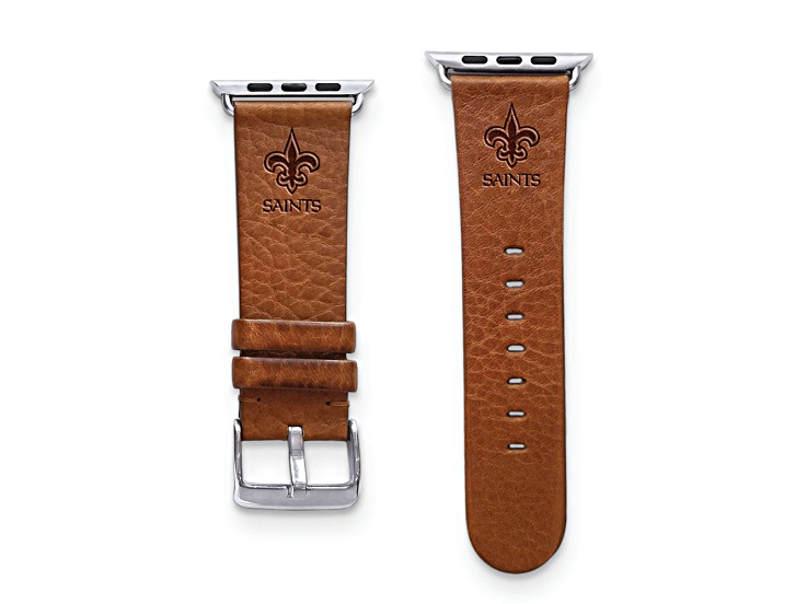 Gametime New Orleans Saints Leather Band fits Apple Watch (38/40mm S/M Tan). Watch not included.