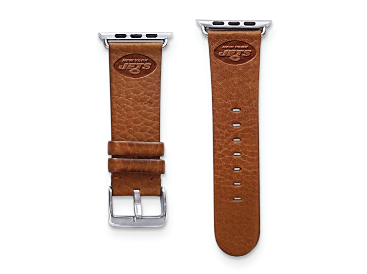 Gametime New York Jets Leather Band fits Apple Watch (38/40mm S/M Tan). Watch not included.