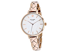 Kate Spade Women's Metro Mother-Of-Pearl Dial Rose Leather Strap Watch