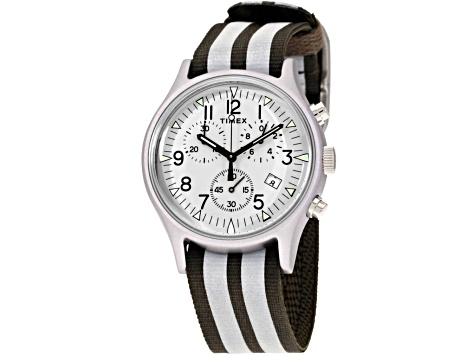 Timex MK1 40mm Brown and White Stripe Fabric Strap  display picture 1