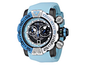 Invicta Sea Hunter 57mm Blue and White Bezel Light Blue Silicone Quartz Watch
