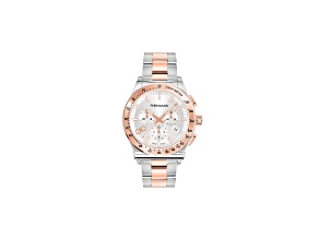 Ferragamo 1927 Chrono Mens Watch 42MM TT SS Case White Sunray Dial Two Tone Bracelet