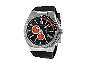Technomarine Men's Black and Orange Dial Black Rubber Strap Chronograph Watch