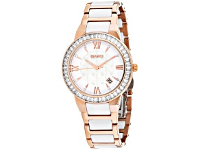 Roberto Bianci Women's Allegra Mother-Of-Pearl Dial Rose Stainless Steel and White Ceramic Watch