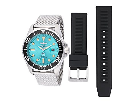 Invicta Pro Diver 42mm Blue Dial Silicone, Stainless Steel Band Quartz Watch