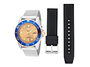 Invicta Pro Diver 42mm Yellow Dial Silicone, Stainless Steel Band Quartz Watch