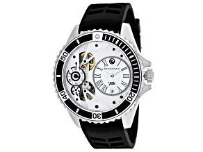 Oceanaut Men's Tide White Dial, Black Rubber Strap Watch