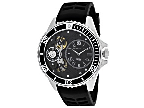 Oceanaut Men's Tide Black Dial, Two-tone Bezel, Black Rubber Strap Watch