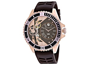 Oceanaut Men's Tide Rose Dial, Brown Rubber Strap Watch